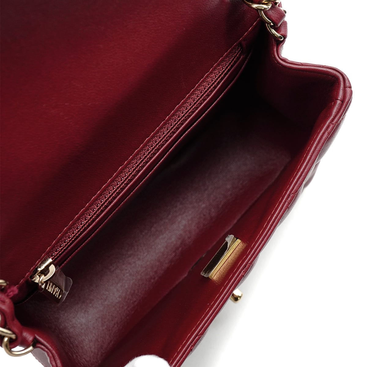 LUXURY PROMISE CHANEL MINI SQUARE 17 CHAIN SHOULDER BAG BORDEAUX LAMB SKIN GOLD HARDWARE 90343007