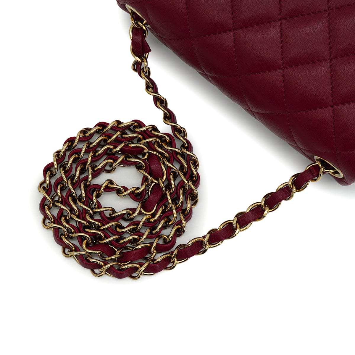LUXURY PROMISE CHANEL MINI SQUARE 17 CHAIN SHOULDER BAG BORDEAUX LAMB SKIN GOLD HARDWARE 90343007
