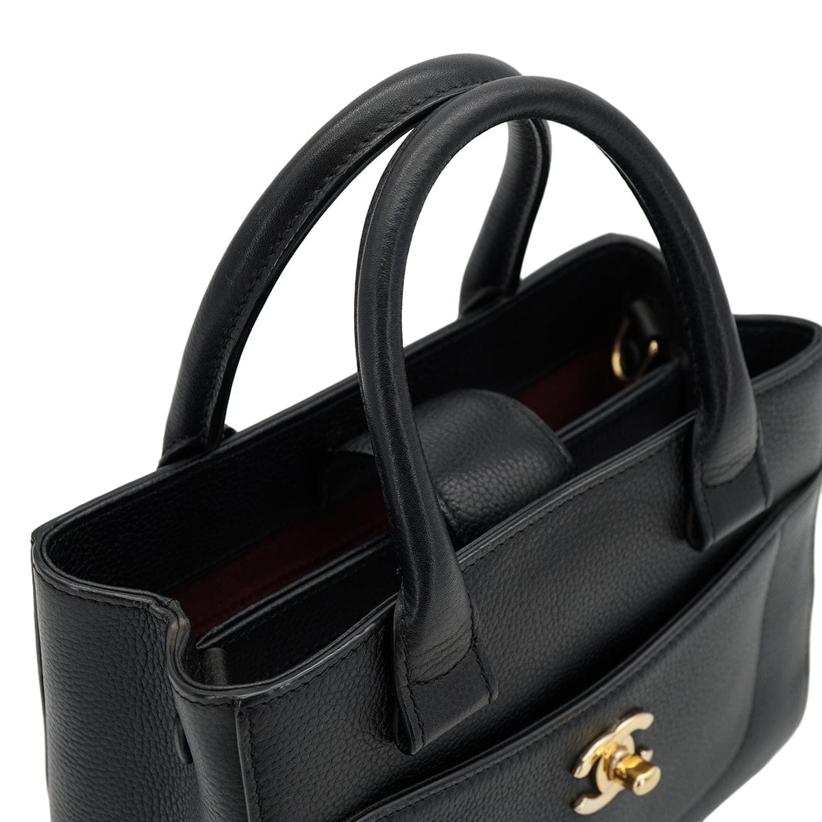 LUXURY PROMISE CHANEL NEO EXECUTIVE TOTE SHOULDER BAG BLACK LEATHER GOLD HARDWARE 90335590