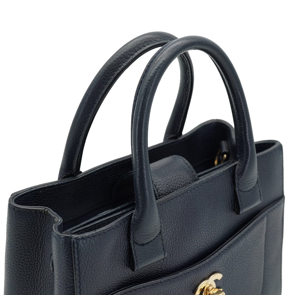 LUXURY PROMISE CHANEL NEO EXECUTIVE TOTE SHOULDER BAG NAVY LEATHER GOLD HARDWARE 90335589