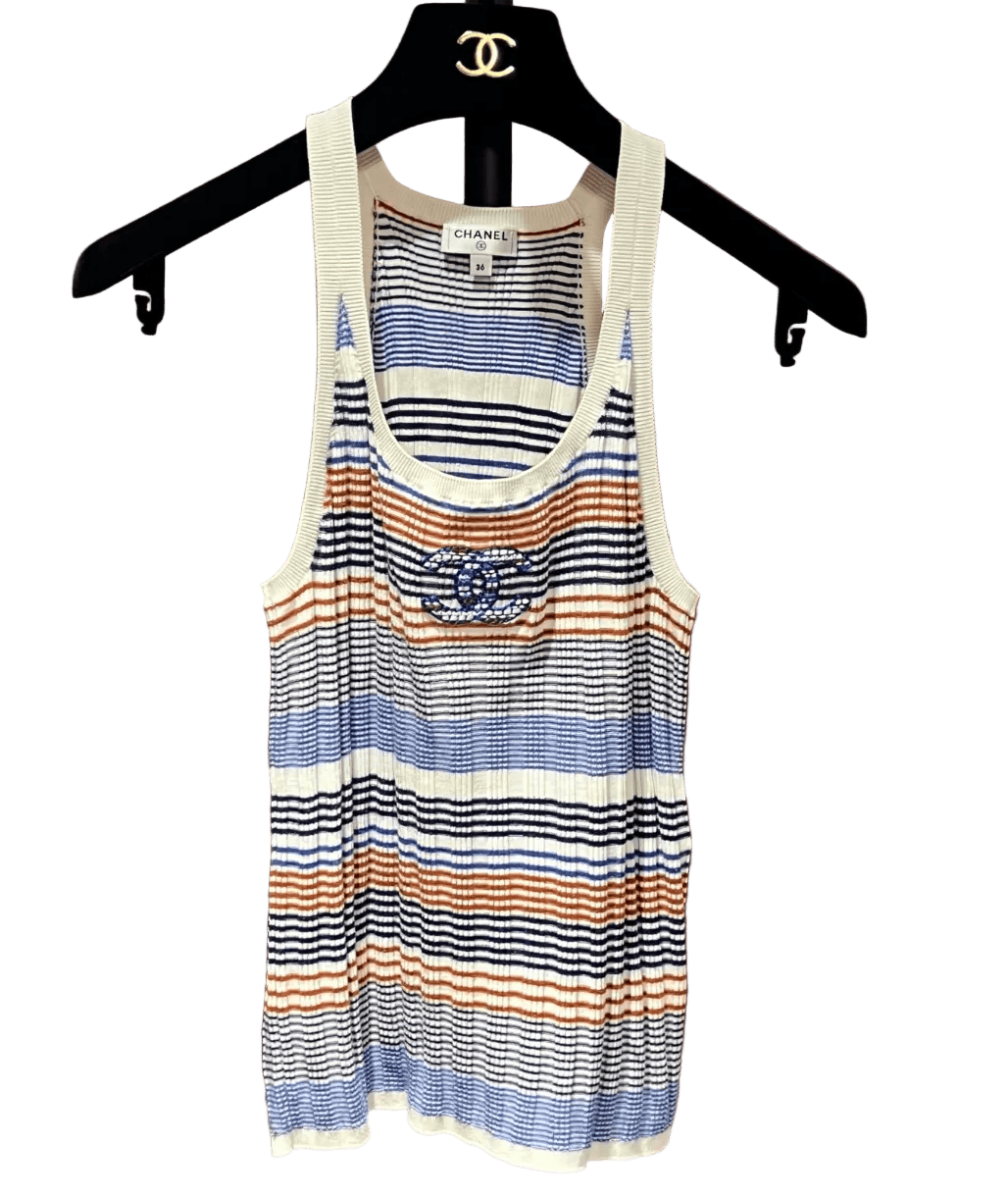 Luxury Promise CHANEL STRIPE CC TANK TOP 36 FT102093