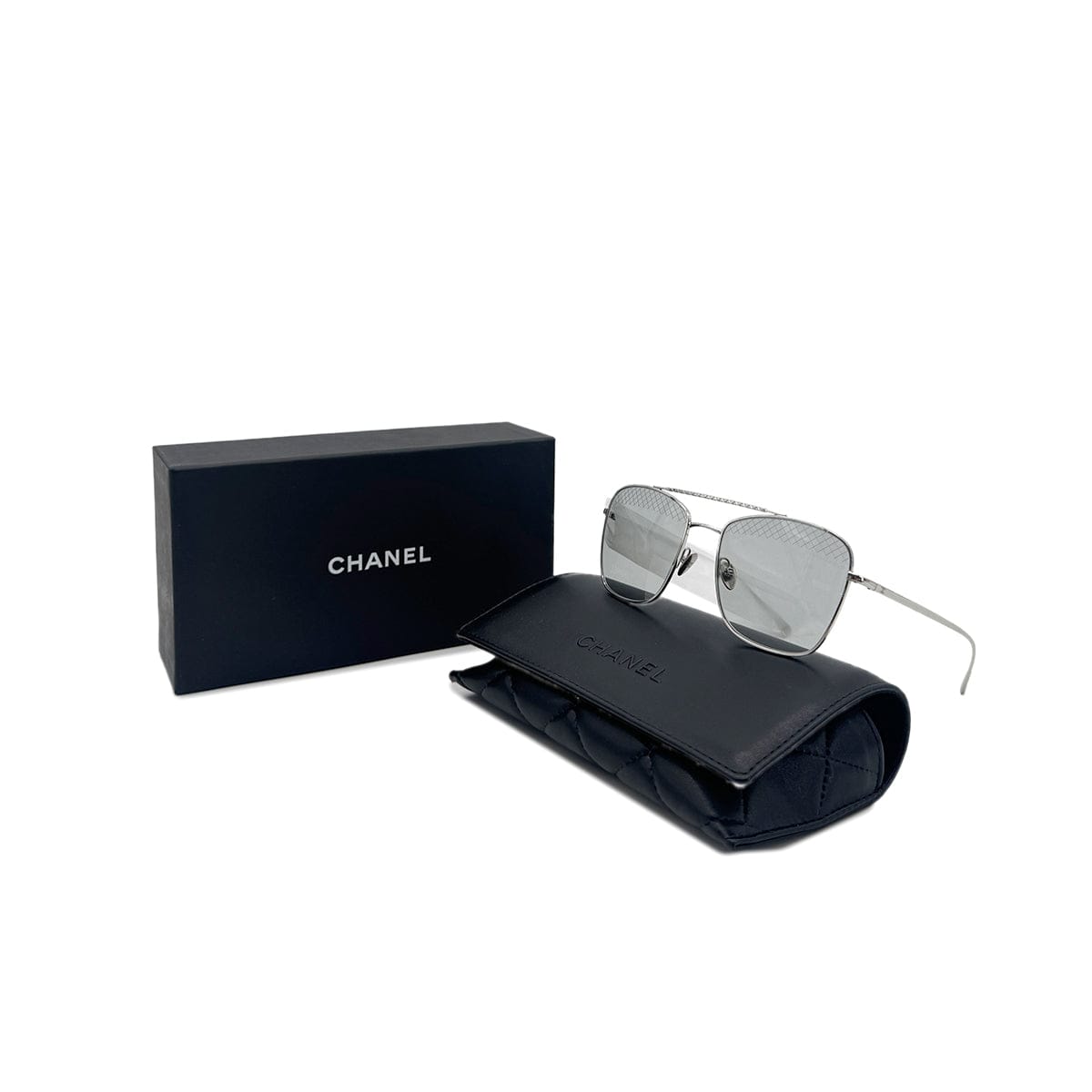 LUXURY PROMISE CHANEL SUNGLASSES COCOMARK TEARDROP GRAY SILVER EYEWEAR 90295839
