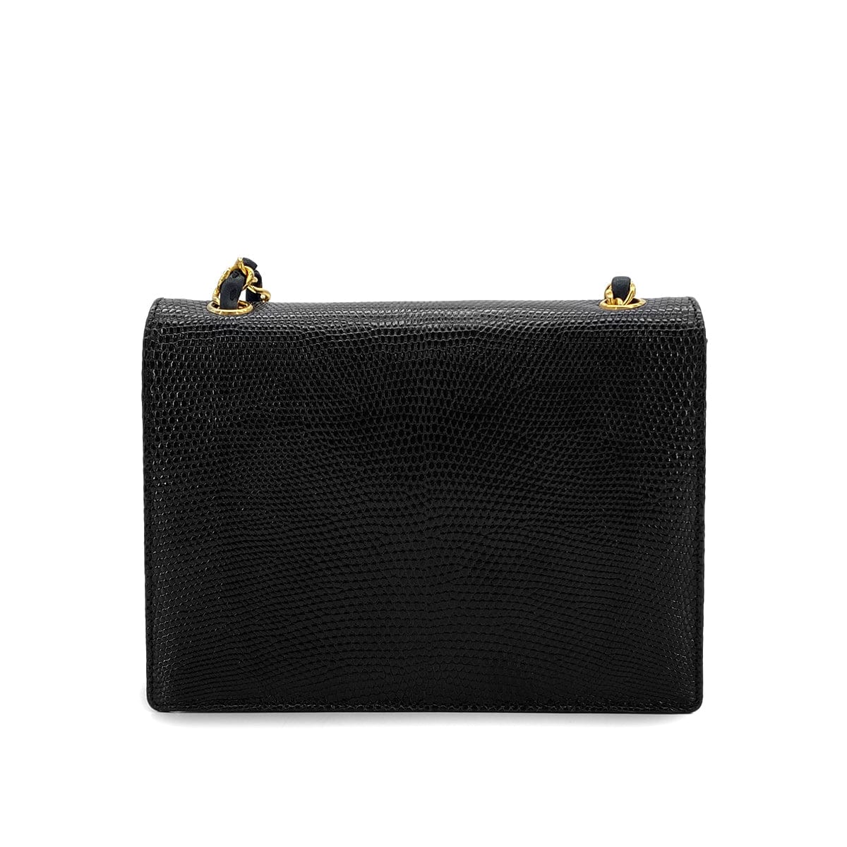 LUXURY PROMISE CHANEL VINTAGE BIG COCO CHAIN SHOULDER BAG BLACK LIZARD 90303726