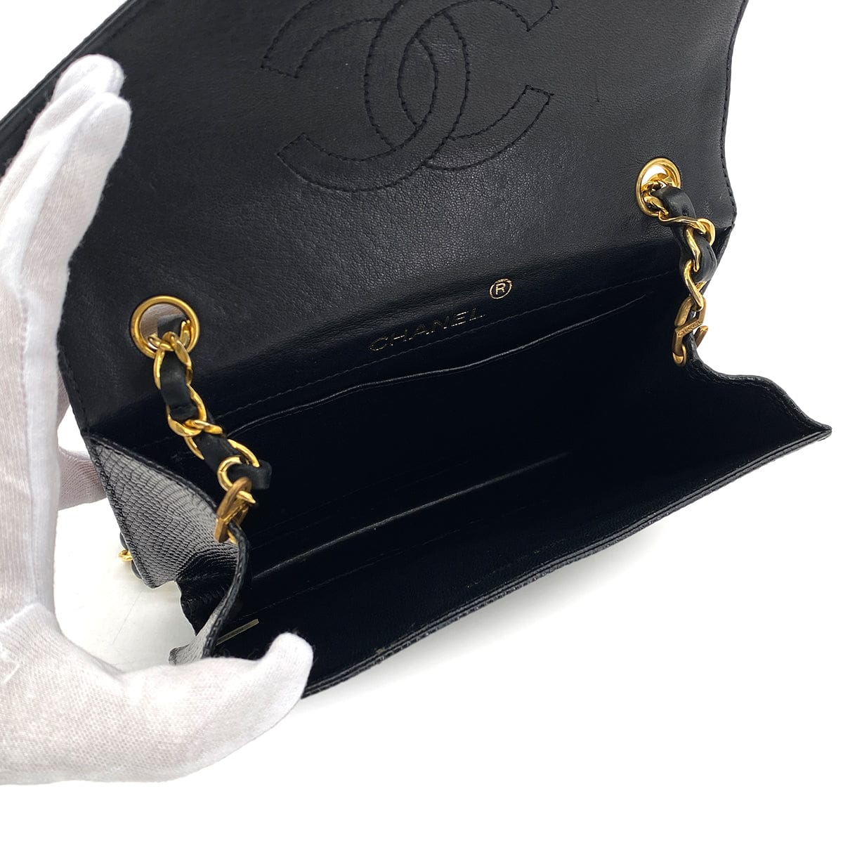 LUXURY PROMISE CHANEL VINTAGE BIG COCO CHAIN SHOULDER BAG BLACK LIZARD 90303726