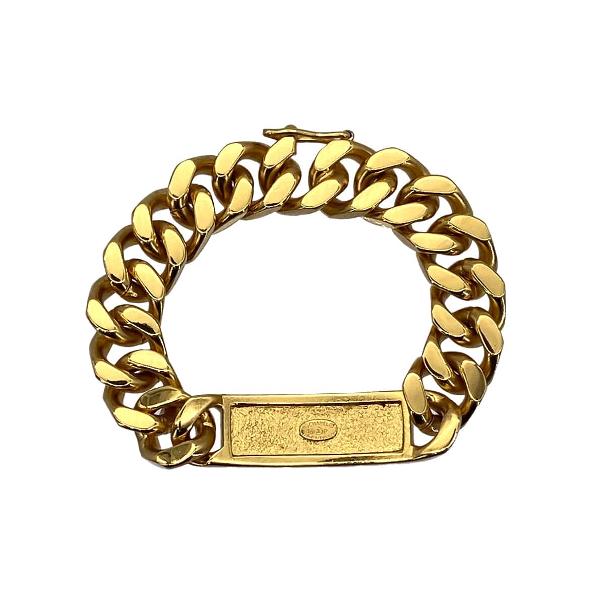 LUXURY PROMISE CHANEL VINTAGE BRACELET LOGO PLATE GOLD ACCESSORY 96P 90275937