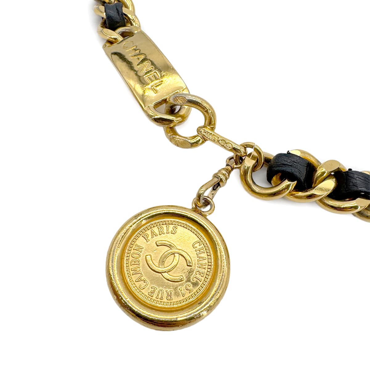 LUXURY PROMISE CHANEL VINTAGE CHAIN BELT LEATHER COCOMARK ACCESSORY 90283918