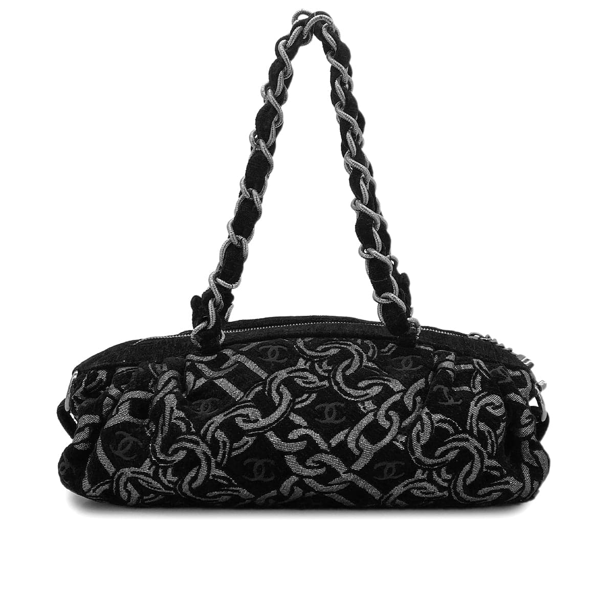 LUXURY PROMISE CHANEL VINTAGE CHAIN HAND BAG BLACK CANVAS 90301650