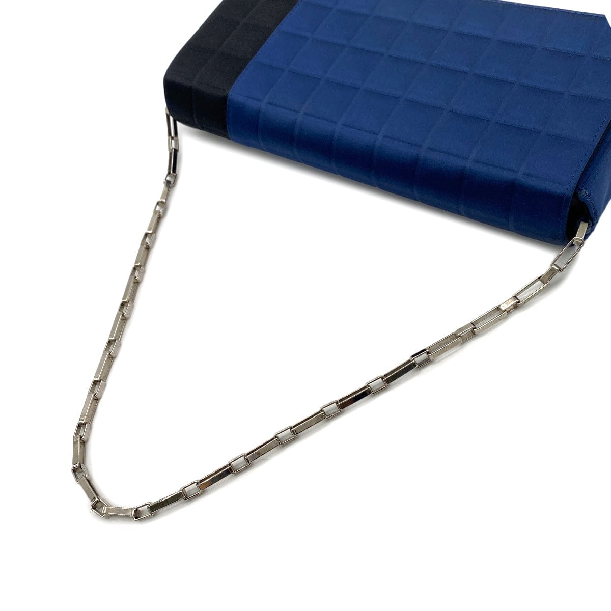 LUXURY PROMISE CHANEL VINTAGE CHOCOLATE BAR CHAIN SHOULDER BAG BLUE BLACK SATIN 90270797