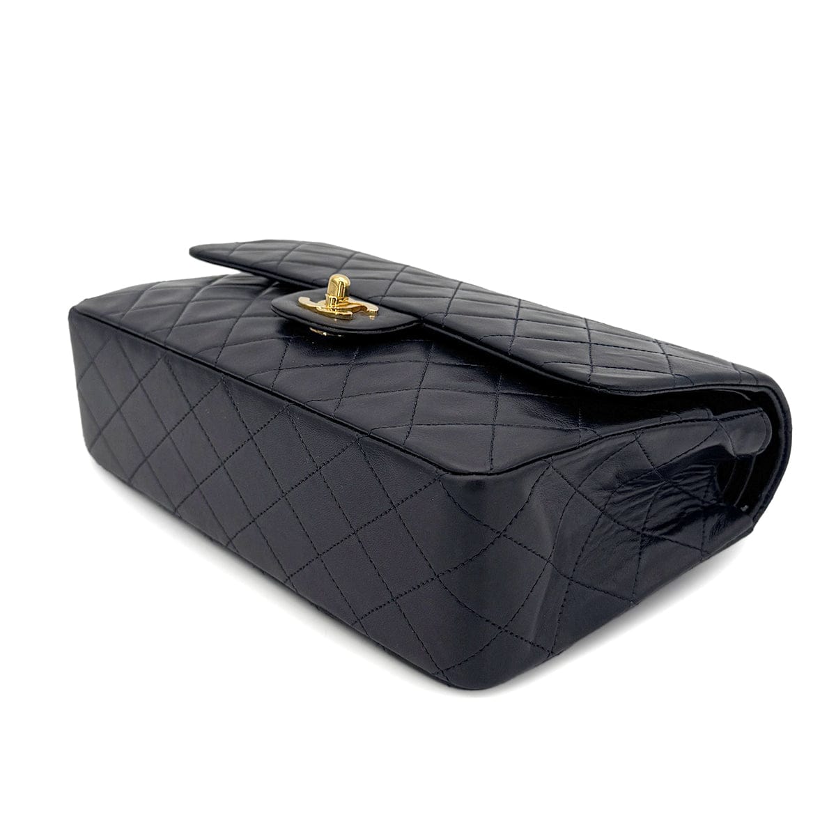 LUXURY PROMISE CHANEL VINTAGE CLASSIC FLAP MEDIUM CHAIN SHOULDER BAG NAVY LAMB SKIN 90269085