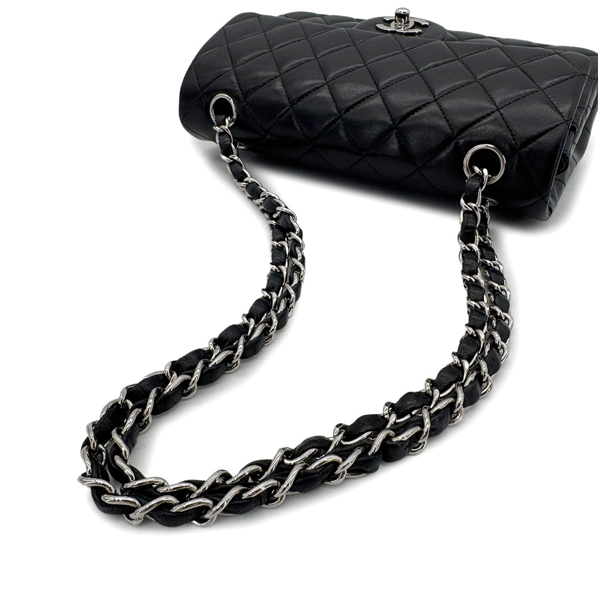 LUXURY PROMISE CHANEL VINTAGE CLASSIC FLAP SMALL CHAIN SHOULDER BAG BLACK LAMB SKIN 90284389