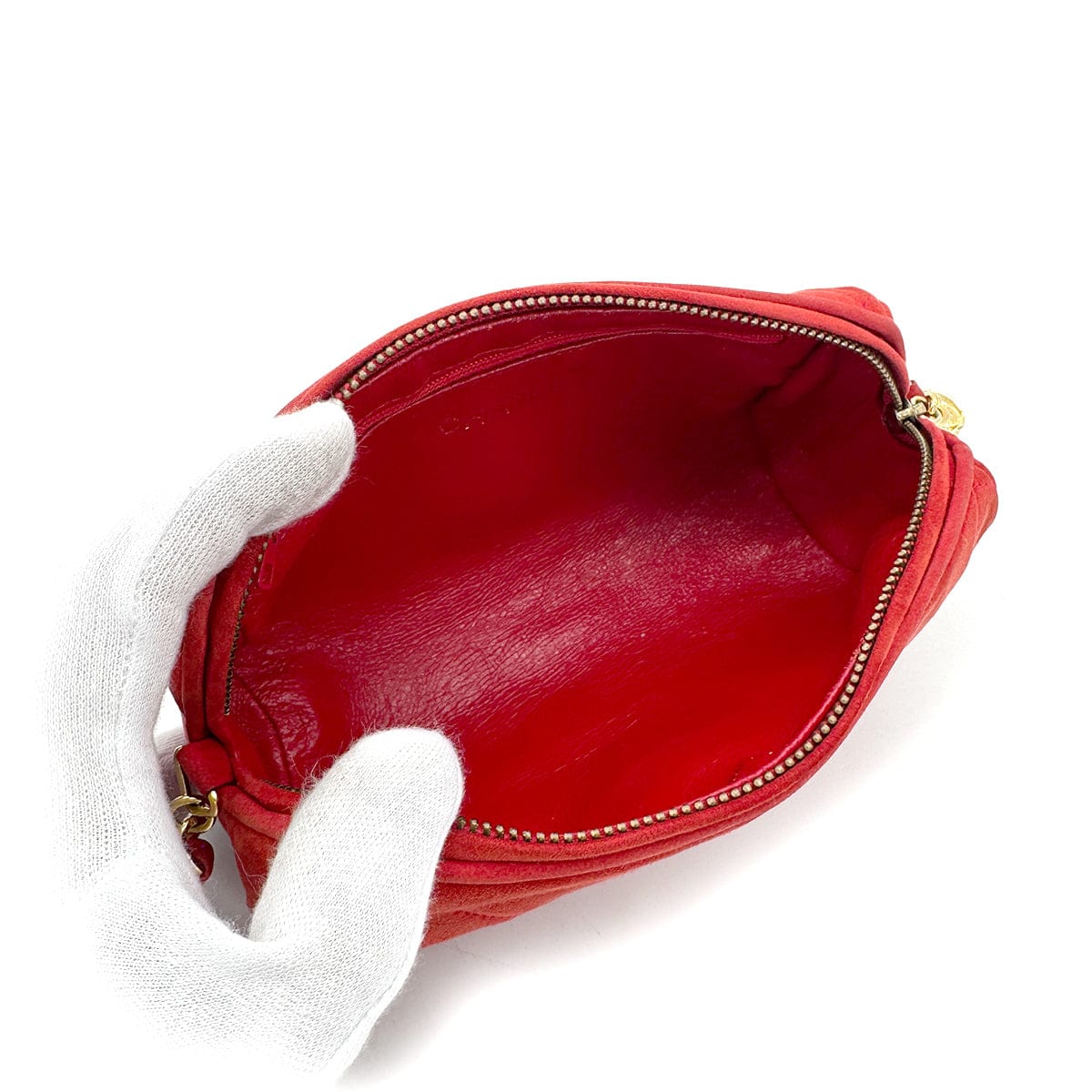 LUXURY PROMISE CHANEL VINTAGE COCOMARK FRINGE CHAIN SHOULDER BAG RED SUEDE 90274861