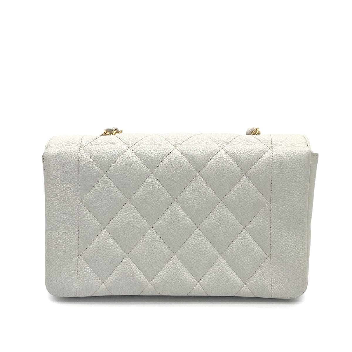 LUXURY PROMISE CHANEL VINTAGE DIANA SMALL CHAIN SHOULDER BAG WHITE CAVIAR SKIN 90261574