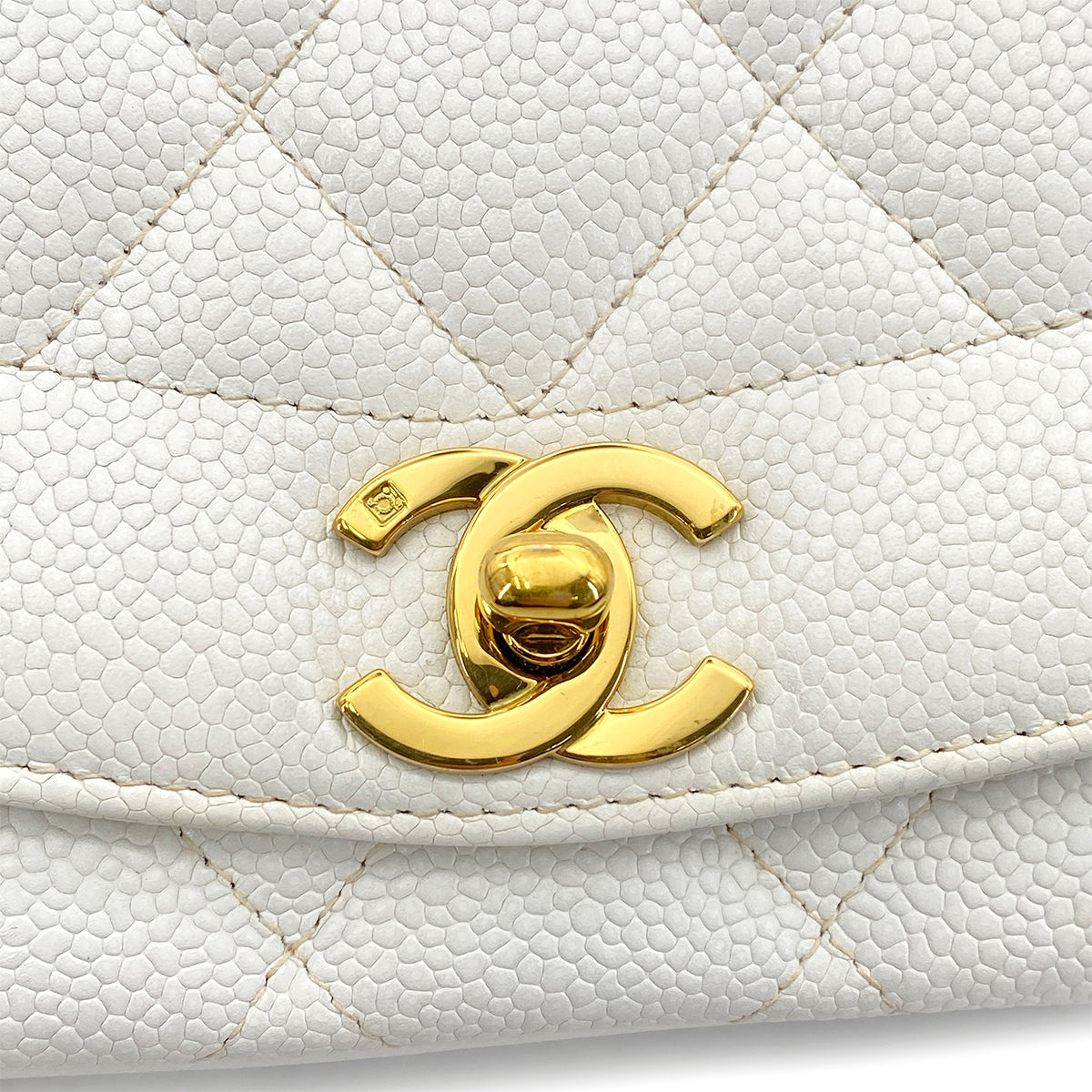 LUXURY PROMISE CHANEL VINTAGE DIANA SMALL CHAIN SHOULDER BAG WHITE CAVIAR SKIN 90261574