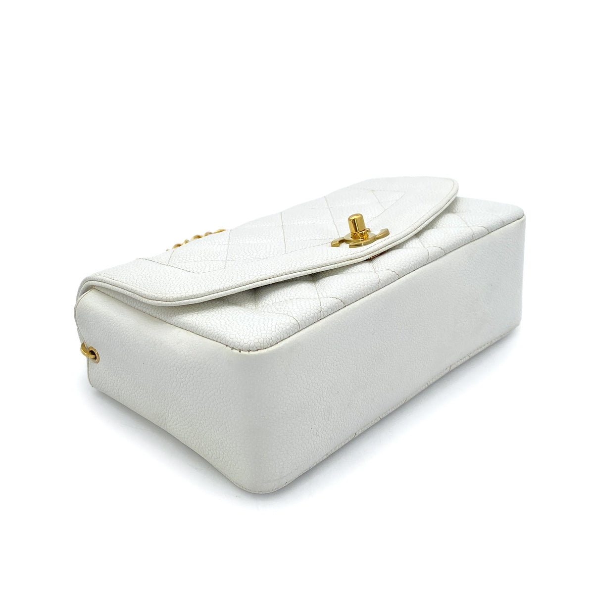 LUXURY PROMISE CHANEL VINTAGE DIANA SMALL CHAIN SHOULDER BAG WHITE CAVIAR SKIN 90261574