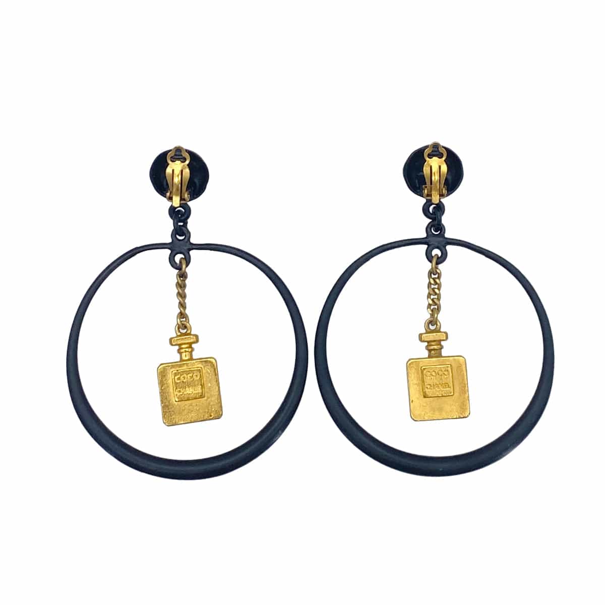 LUXURY PROMISE CHANEL VINTAGE EARRINGS COCOMARK HOOP PERFUME ACCESSORY 94C 90266152