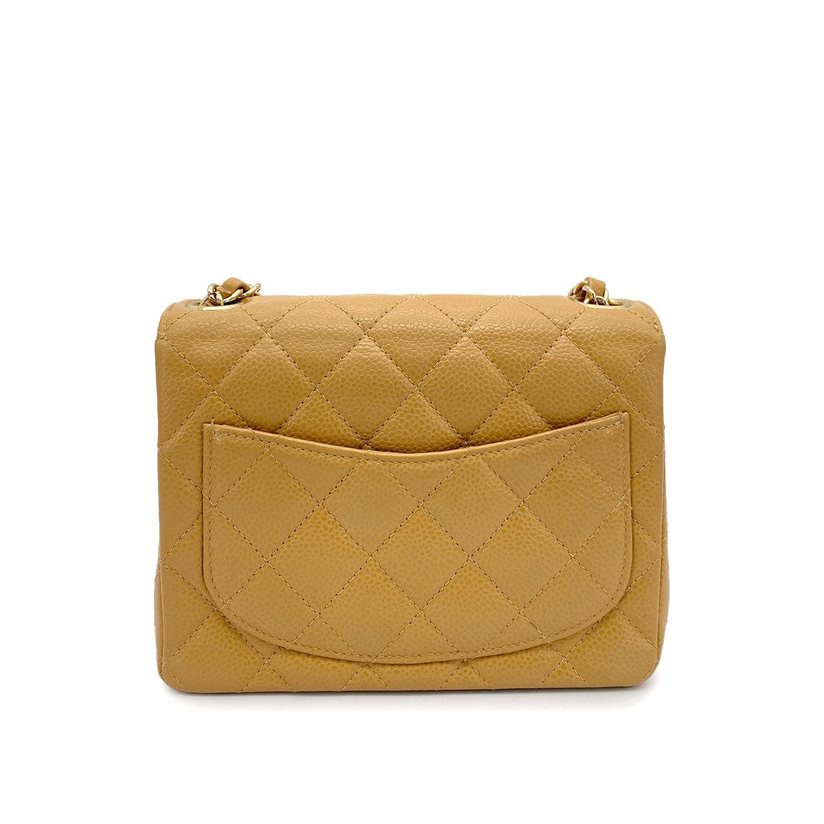 LUXURY PROMISE CHANEL VINTAGE MINI SQUARE 17 CHAIN SHOULDER BAG BEIGE CAVIAR SKIN 90259578