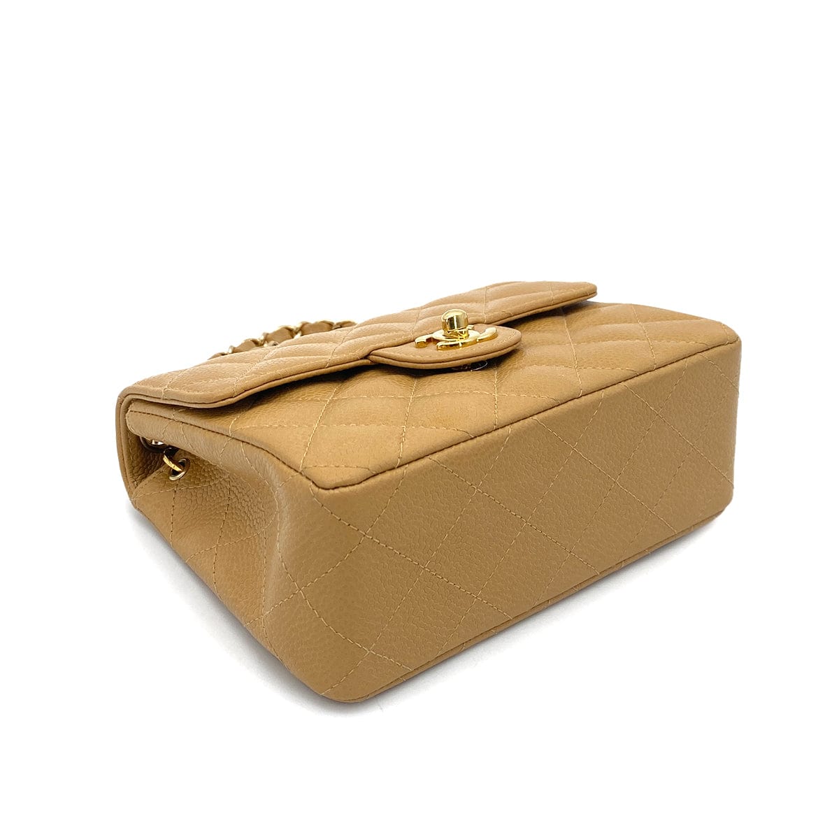 LUXURY PROMISE CHANEL VINTAGE MINI SQUARE 17 CHAIN SHOULDER BAG BEIGE CAVIAR SKIN 90259578