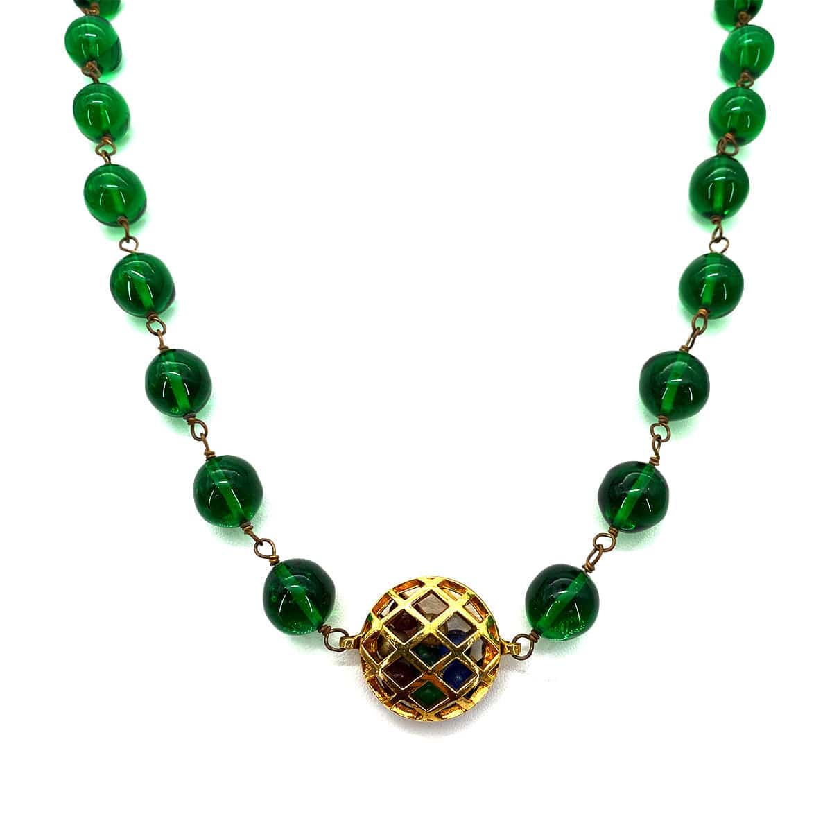 LUXURY PROMISE CHANEL VINTAGE NECKLACE GRIPOIX GREEN ACCESSORY 90261281