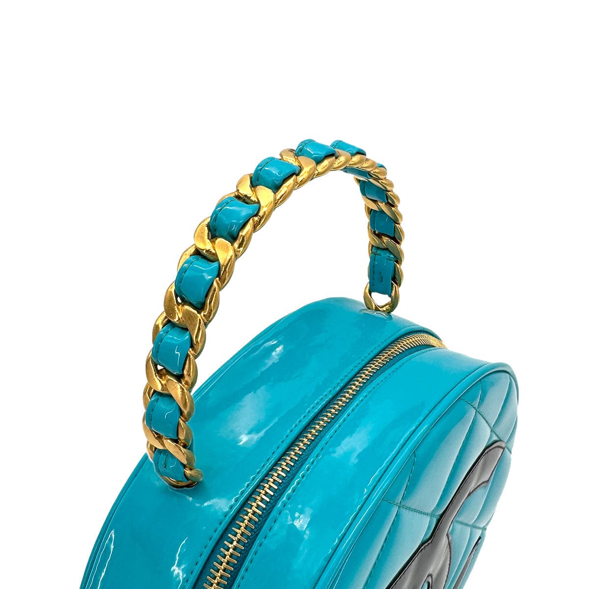 LUXURY PROMISE CHANEL VINTAGE ROUND VANITY HAND BAG BLUE ENAMEL 90274190