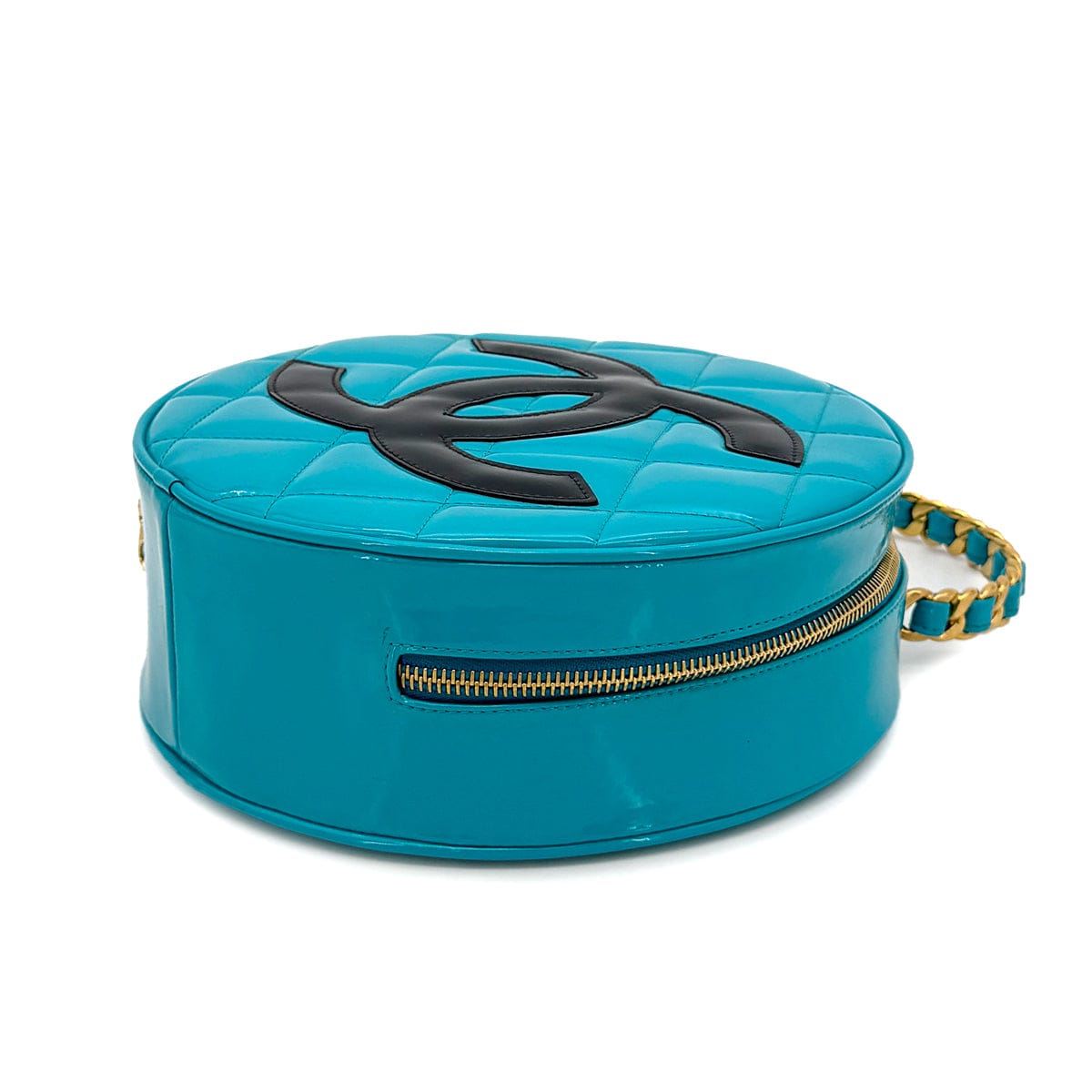 LUXURY PROMISE CHANEL VINTAGE ROUND VANITY HAND BAG BLUE ENAMEL 90274190