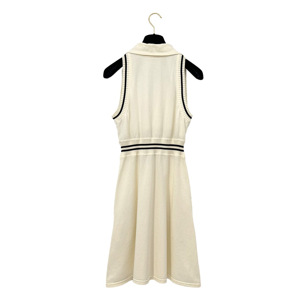 LUXURY PROMISE CHANEL VINTAGE SPORTS LINE COCOMARK SLEEVELESS DRESS WHIYE COTTON 40 RTW 90290321