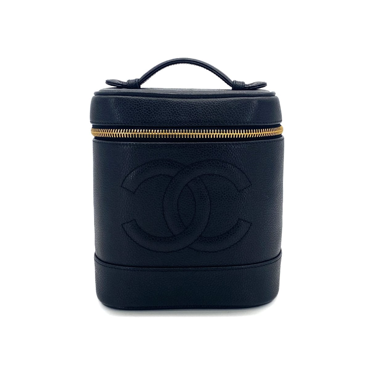 LUXURY PROMISE CHANEL VINTAGE VANITY HAND BAG BLACK CAVIAR SKIN 90309245