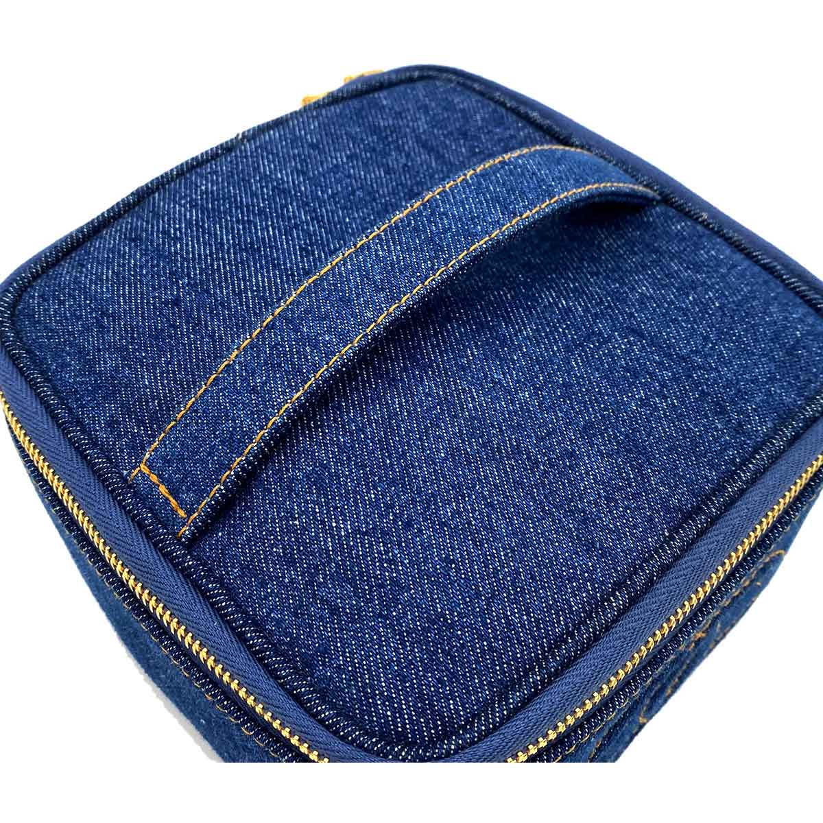 LUXURY PROMISE CHANEL VINTAGE VANITY HAND BAG BLUE DENIM 90233667