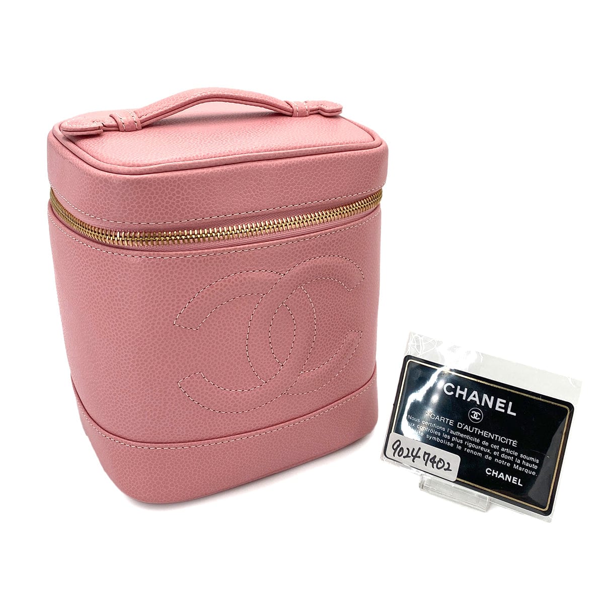 LUXURY PROMISE CHANEL VINTAGE VANITY HAND BAG PINK CAVIAR SKIN 90247402