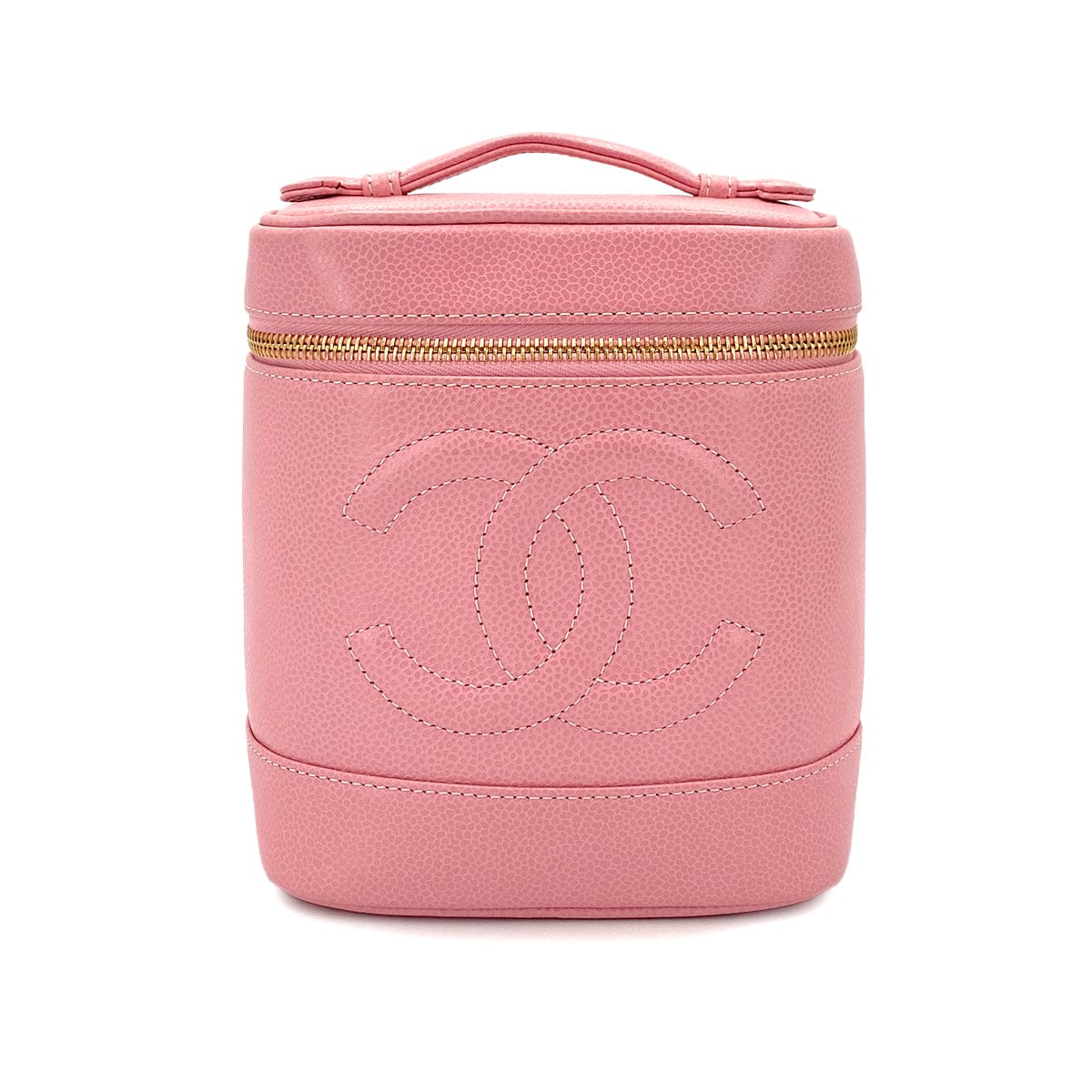 LUXURY PROMISE CHANEL VINTAGE VANITY HAND BAG PINK CAVIAR SKIN 90247402