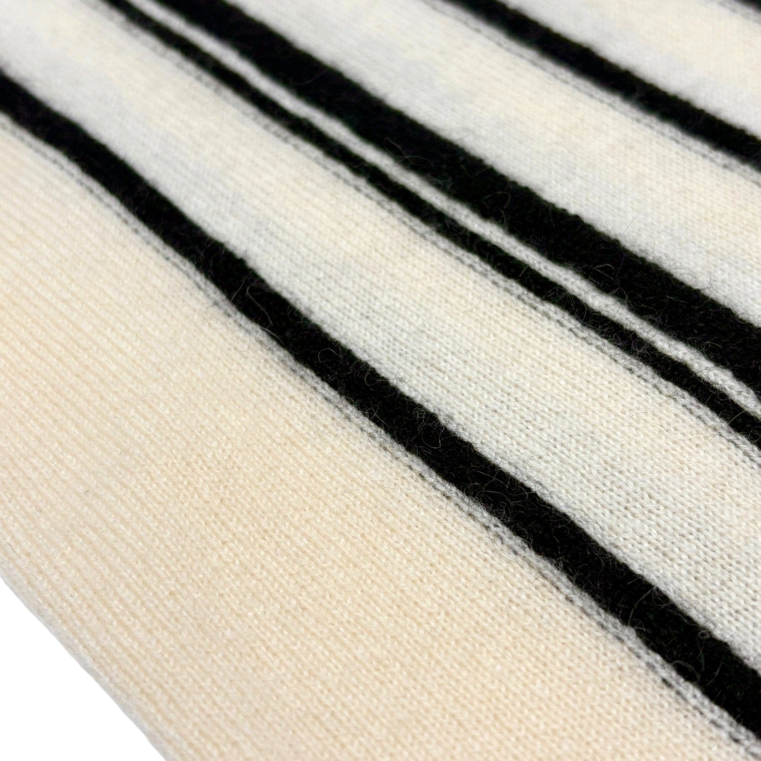 Luxury Promise CHANEL Vintage 03C CC Logo Cashmere Knit Striped T-shirt Top #42 Cream Black