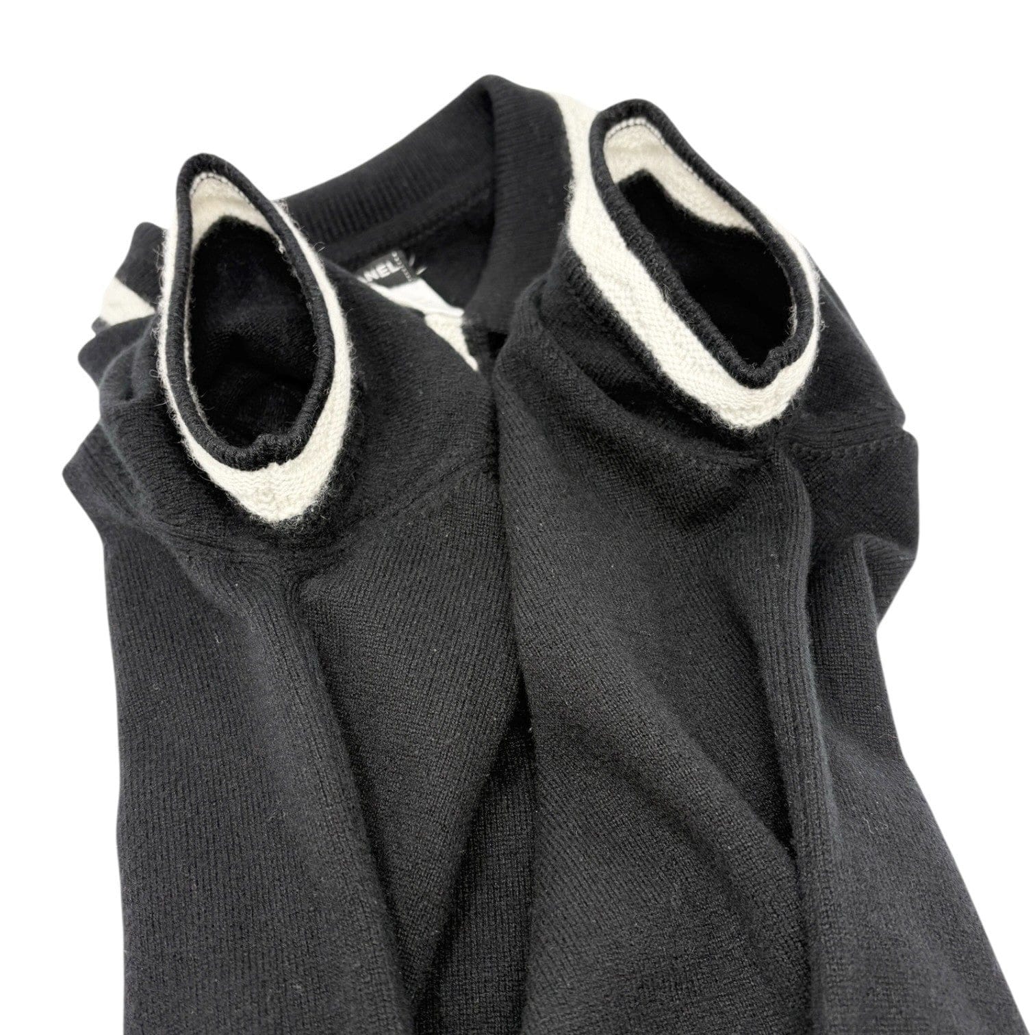 Luxury Promise CHANEL Vintage 04A CC Logo Knit Dress One-piece #34 Black Gray Cashmere Button