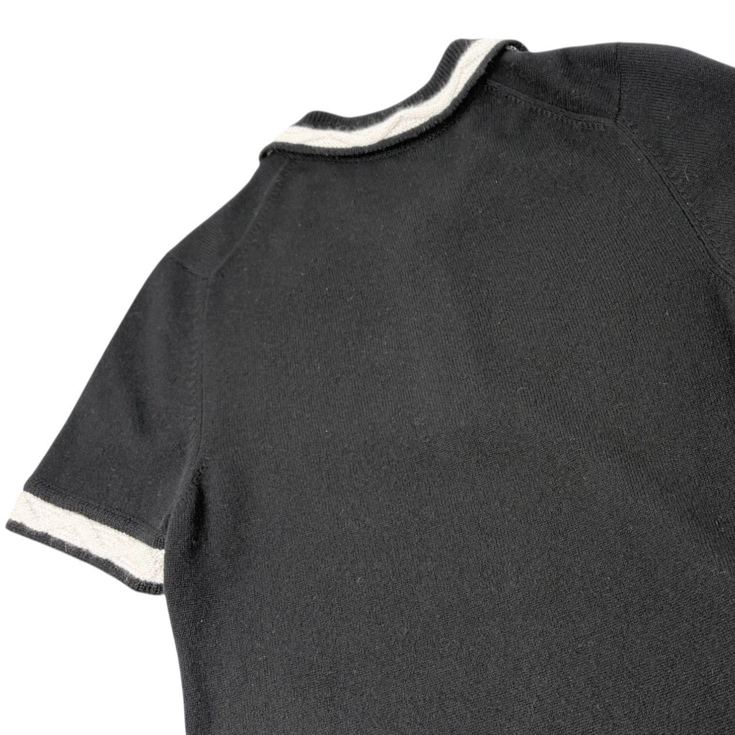 Luxury Promise CHANEL Vintage 04A CC Logo Knit Dress One-piece #34 Black Gray Cashmere Button