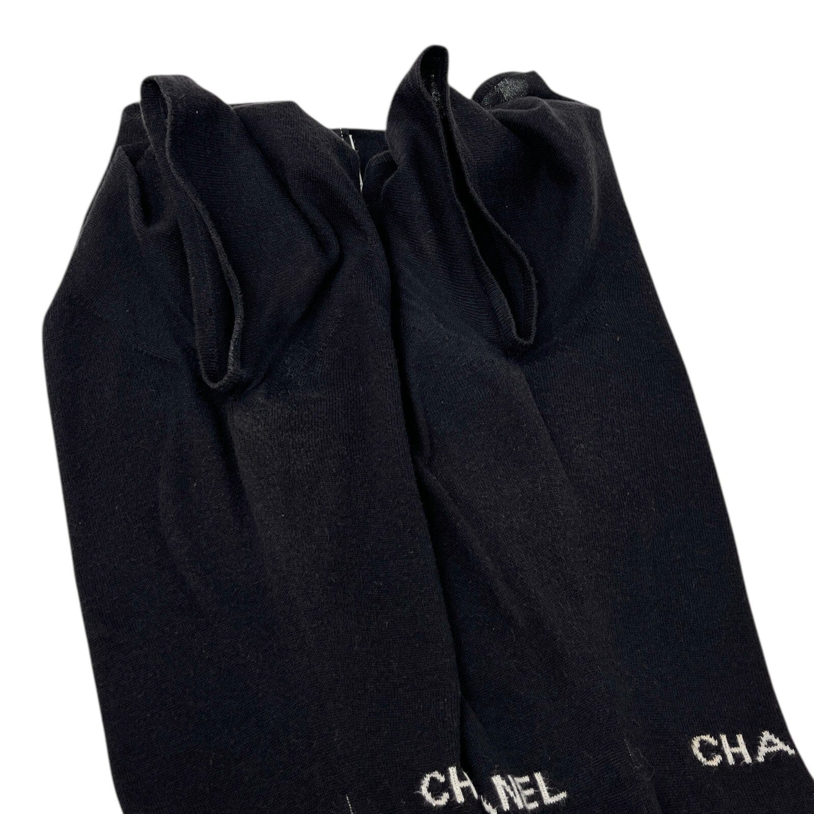 Luxury Promise CHANEL Vintage 04P Logo Knit T-shirt Top #40 Round Neck Black White Cotton