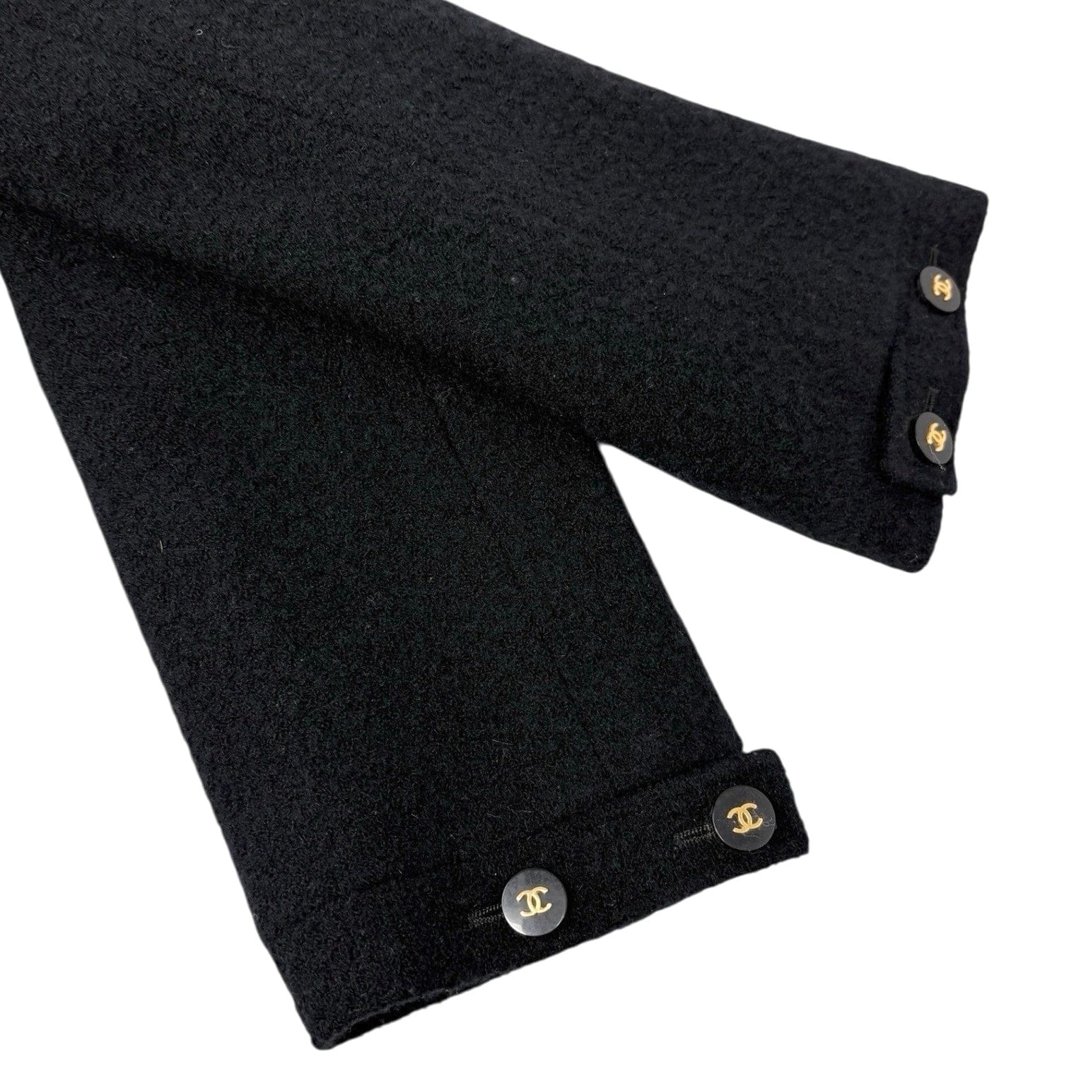 Luxury Promise CHANEL Vintage 95A CC Mark Logo Jacket #38 Mohair Wool Black Gold Button