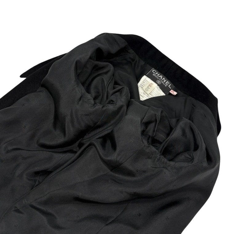 Luxury Promise CHANEL Vintage CC Mark Logo Jacket #38 Button Pocket Black Gold Cashmere