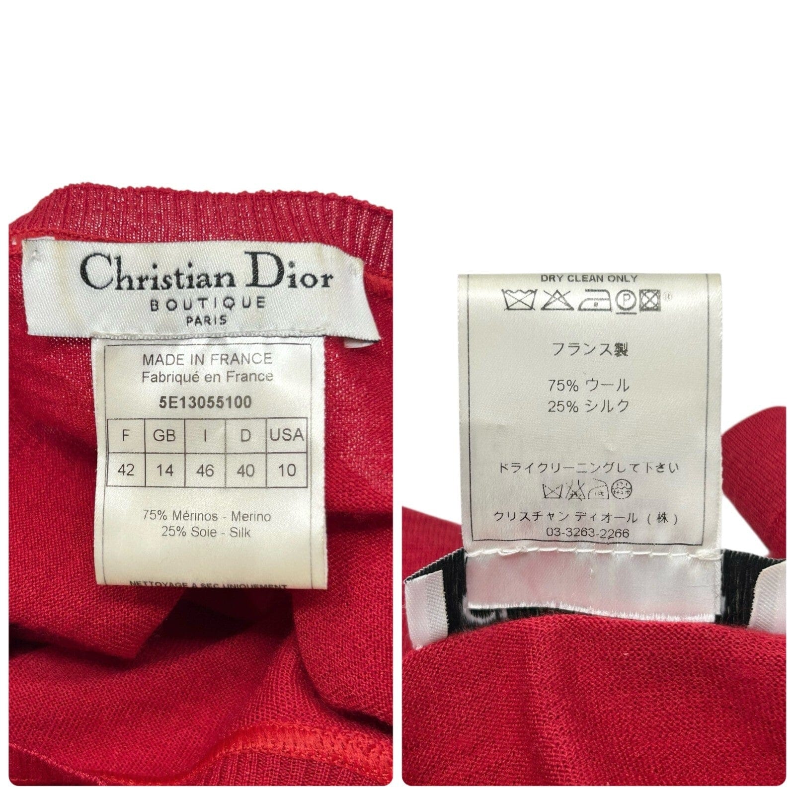 Luxury Promise Christian Dior Vintage 2005 Logo Knit Top #42 T-shirt Red Short Sleeve Mesh