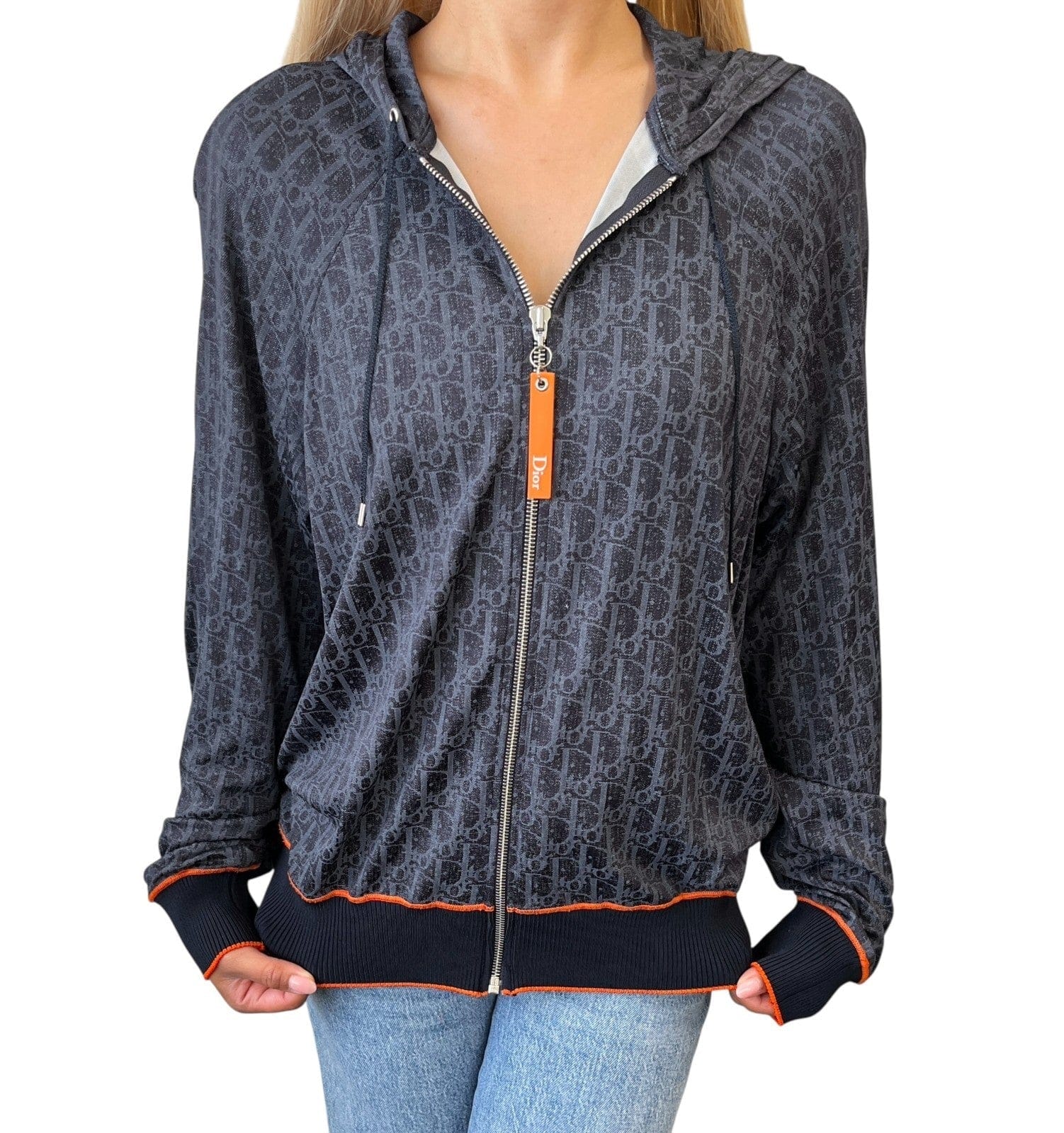 Luxury Promise Christian Dior Vintage 2006 Trotter Monogram Flight Line Top Hoodie #40 Blue