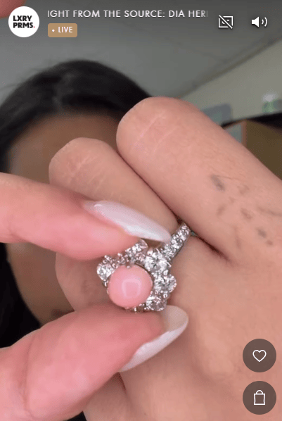 Luxury Promise Conch Pearl Ring in PT950 / 6.9g, CP3.443ct, D2.56ct / Size 6 US 9273 JJC0461