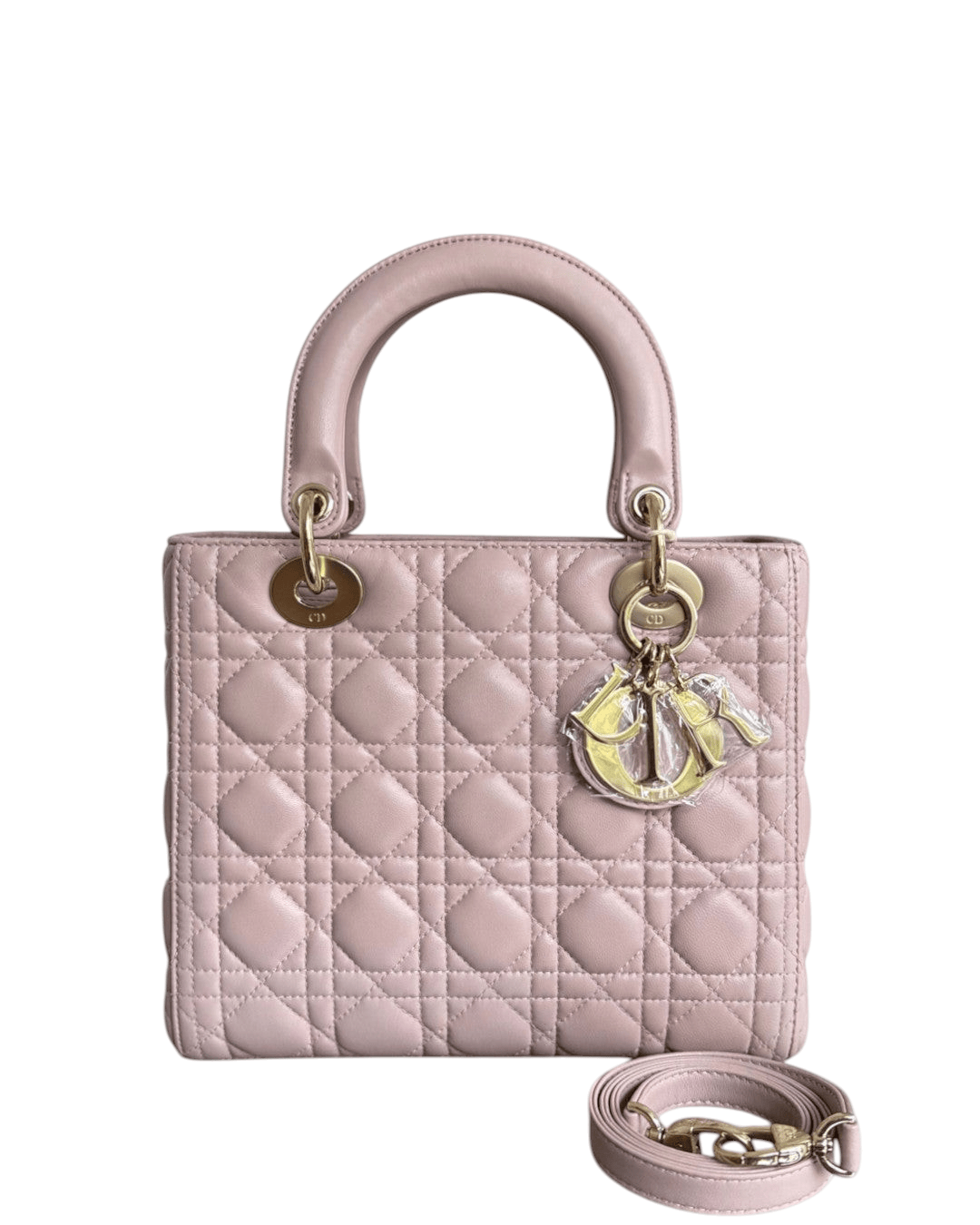 Luxury Promise Dior Lady Medium Cannage Lambskin Light Pink Gold Hardware