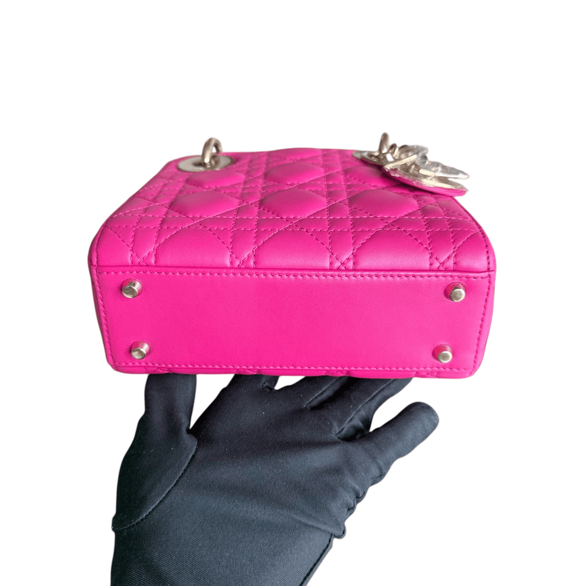Luxury Promise Dior Lady Mini - Cannage Lambskin Hot Pink Gold Hardware Adjustable Strap