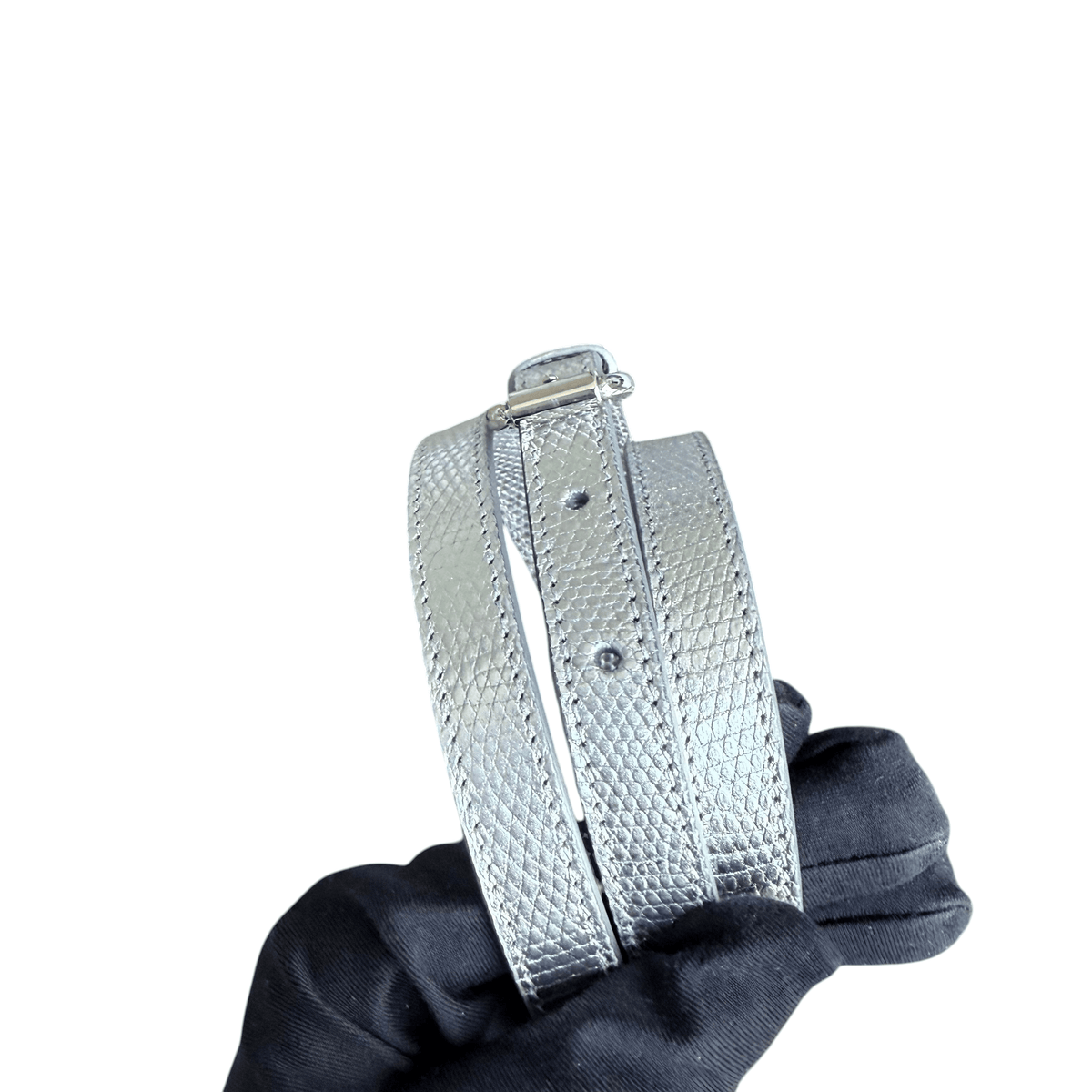 Luxury Promise Dior Lady Mini - Exotic Lizard Metallic Limited Edition Silver Hardware