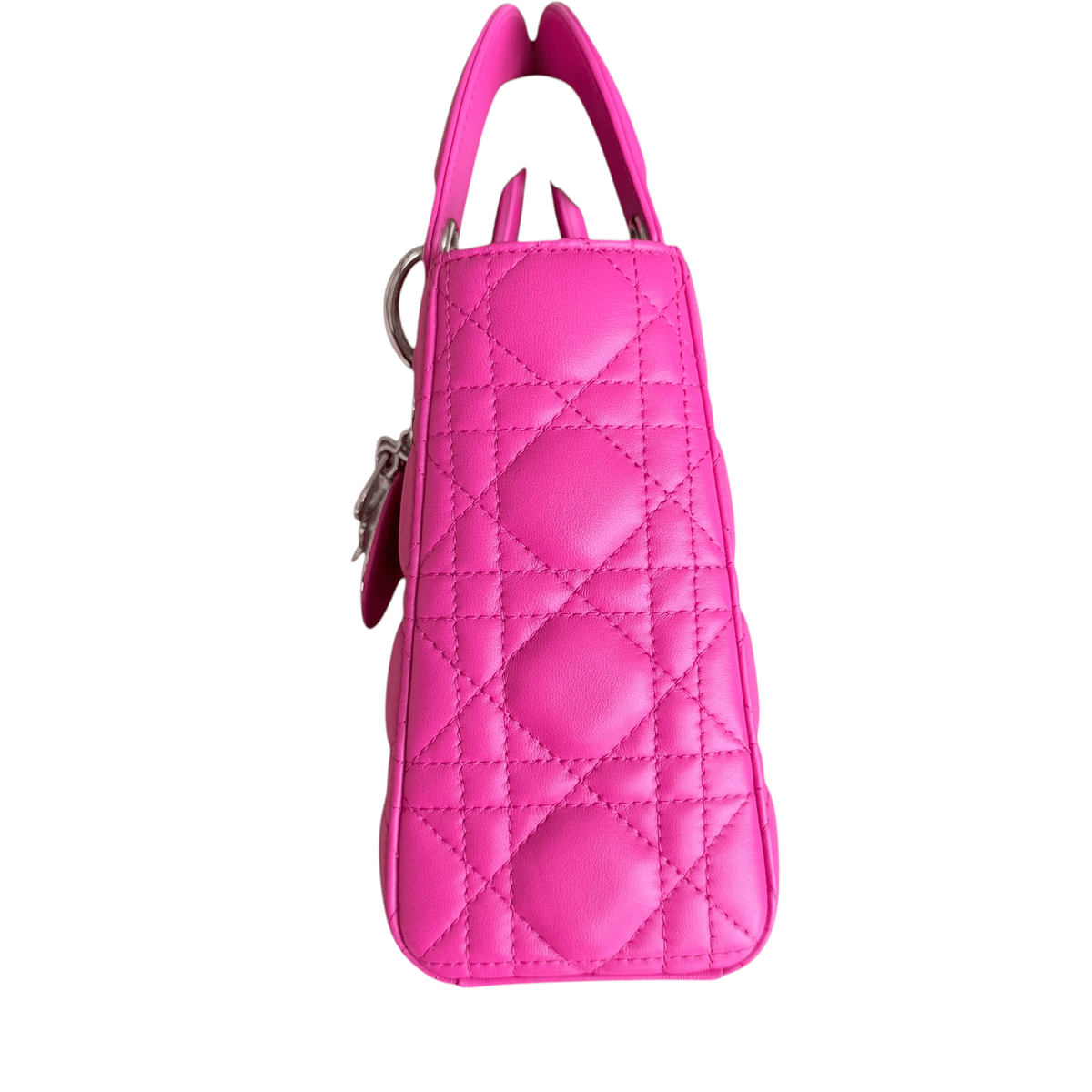 Luxury Promise Dior Lady Small - Cannage Lambskin Barbie Pink Silver Hardware