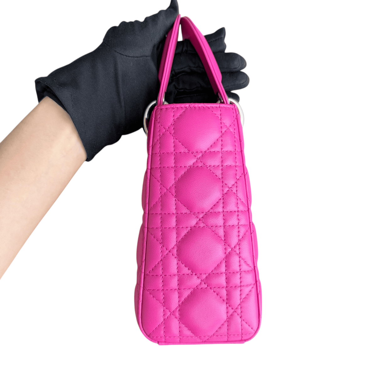 Luxury Promise Dior Lady Small - Cannage Lambskin Barbie Pink Silver Hardware