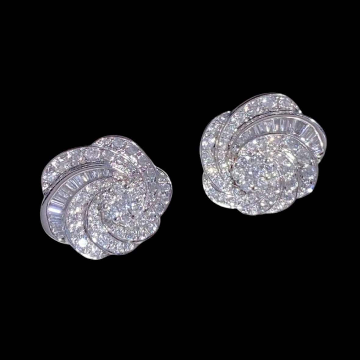 Luxury Promise 0.18ct White Diamond Flowers Earrings Set in 18K White Gold