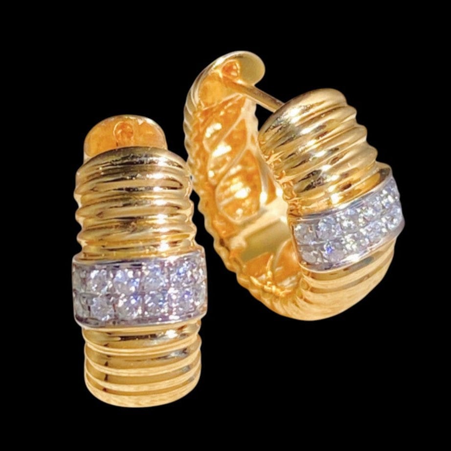 Luxury Promise 0.18ct White Diamond Hoop Earrings set in 18K Yellow Gold