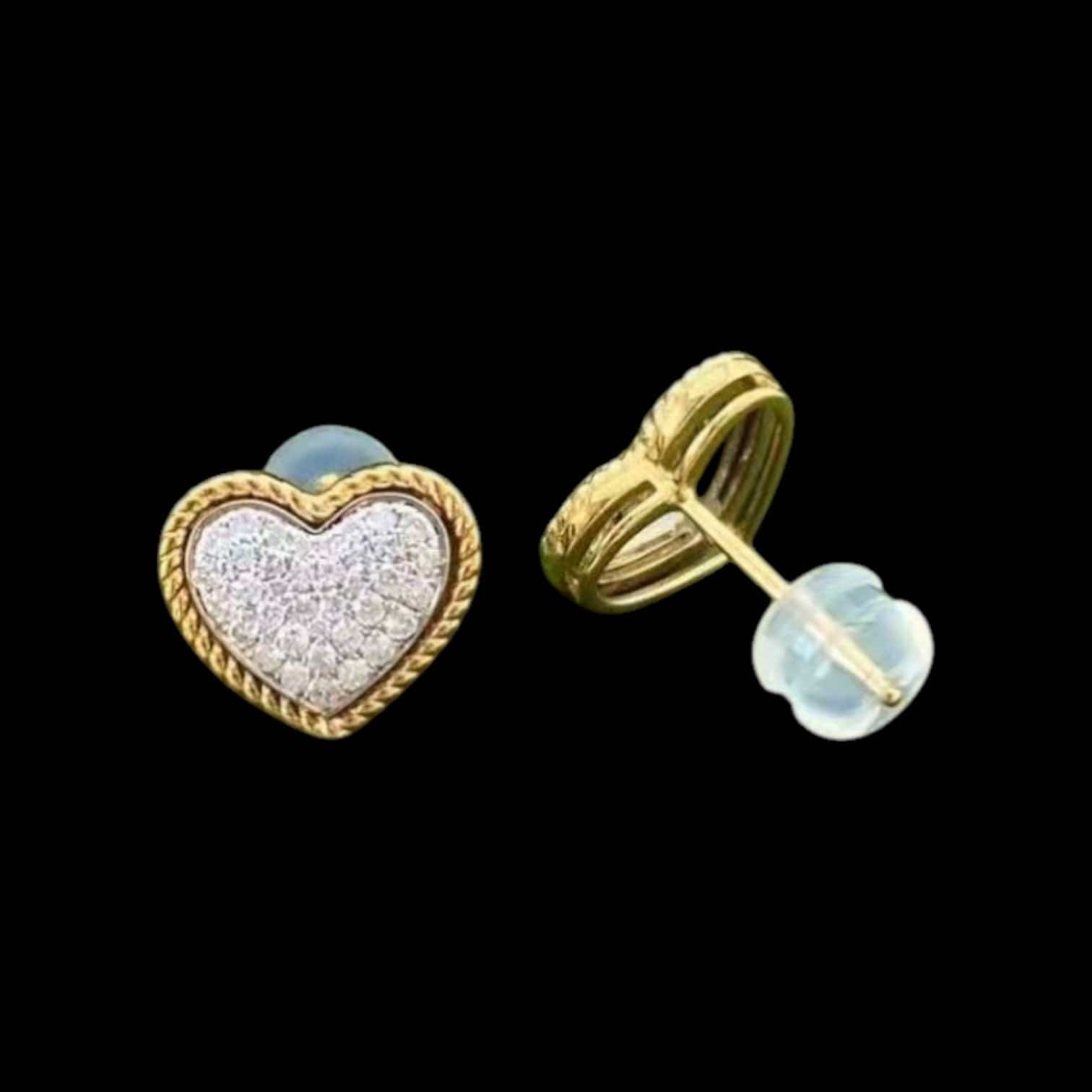 Luxury Promise 0.36ct Natural White Diamond Heart Earrings set in 18K Gold