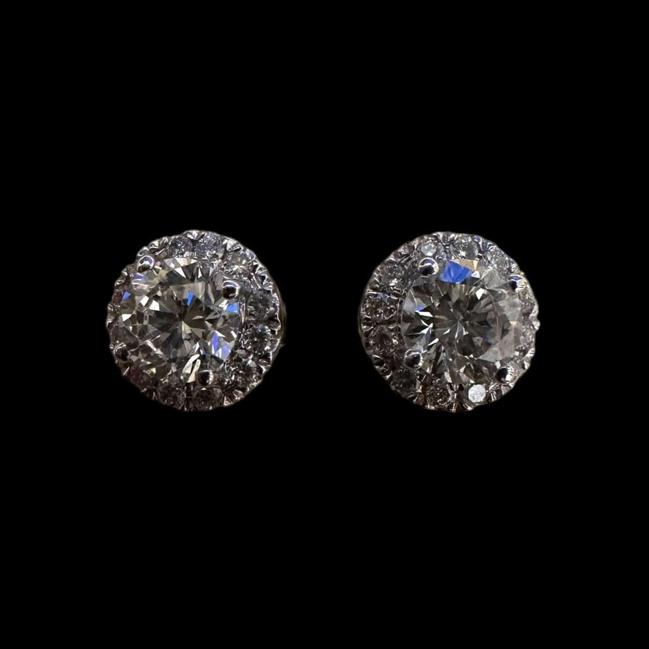 Luxury Promise 0.67ct Centre Natural White Diamond with Surrounding Diamond Earrings set in 18K Rose Gold