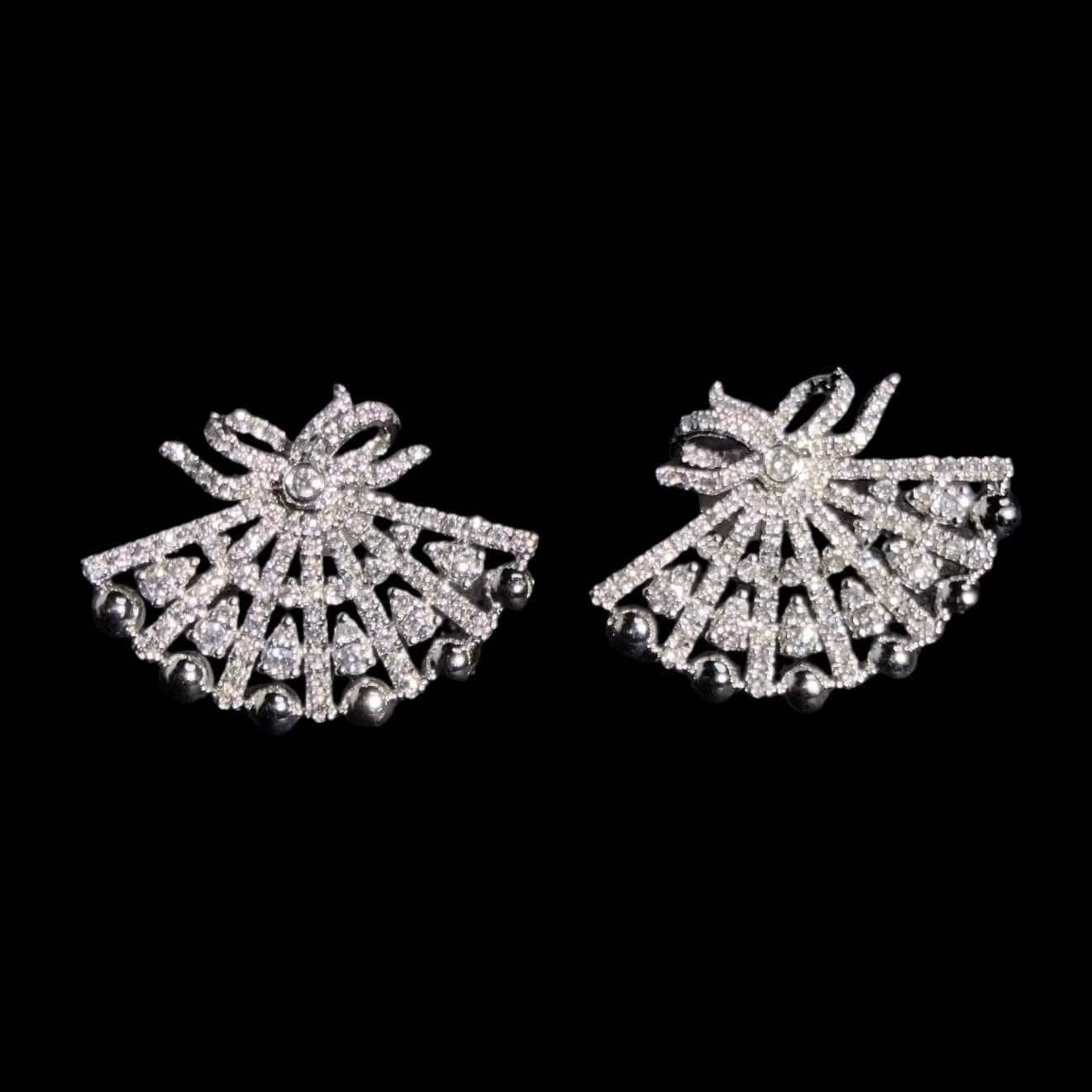 Luxury Promise 0.70ct Natural White Diamond Fan Earrings set in 18K White Gold