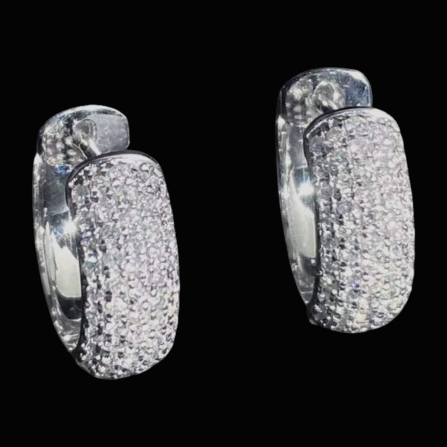 Luxury Promise 0.85ct White Diamond Huggie Earrings set in 18K White Gold