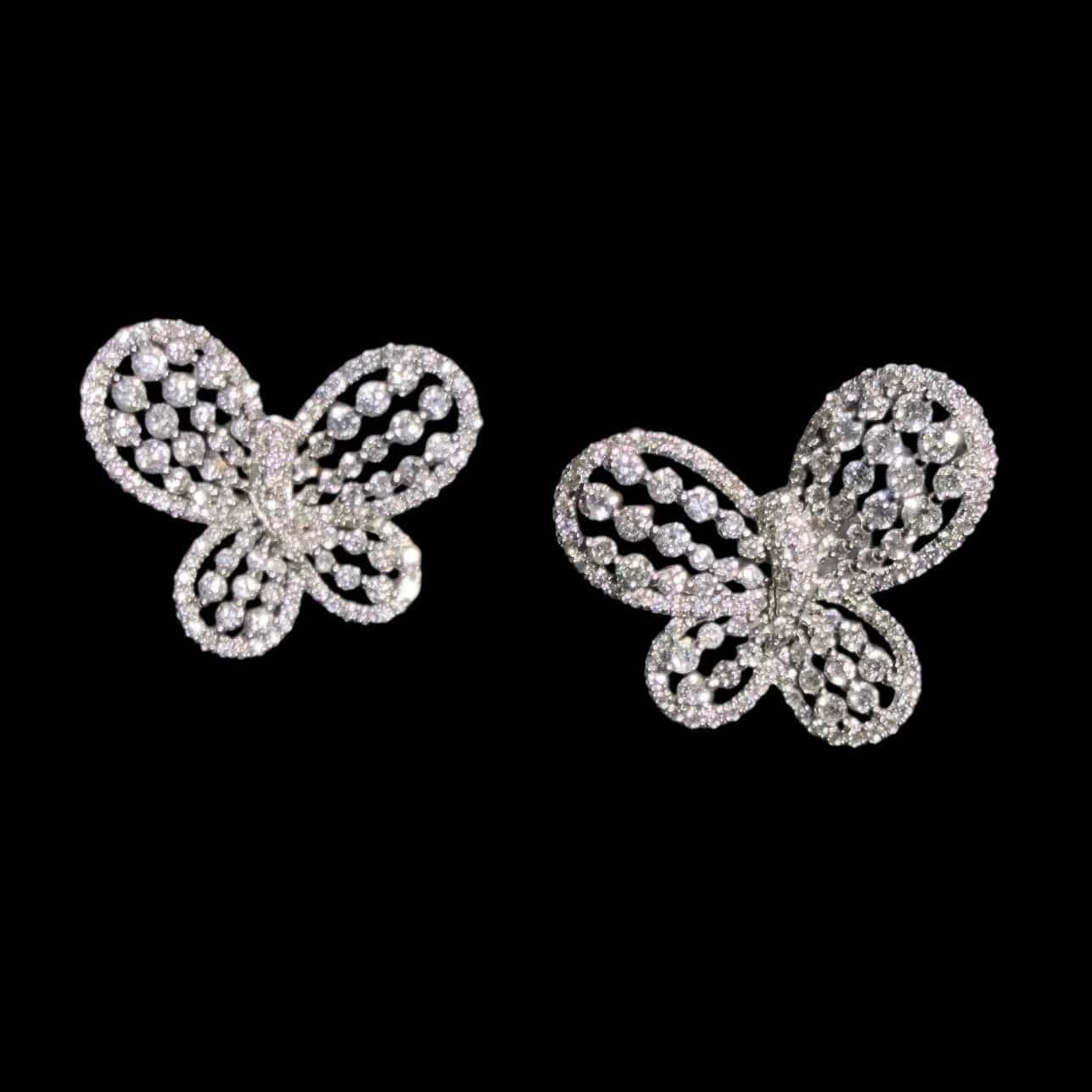 Luxury Promise 1.16ct Natural White Diamond Butterfly Earrings set in 18K White Gold